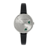Amelia Austin Womens Spider Black Leather Strap Green Stone Set Etched Dial Watch AA2005