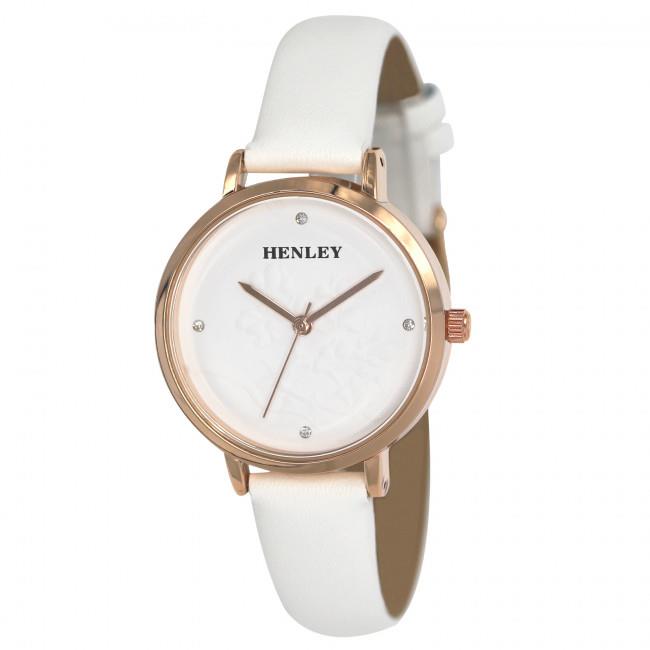 Henleys Ladies  Embossed Branchlet Watch - White H06169.4