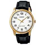 Casio Men's White Dial Black leather Strap watch MTP-V001GL-7BUDF
