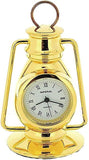 Miniature Clock Gold Metal Hurricane Lamp Solid Brass IMP77 - CLEARANCE NEEDS RE-BATTERY