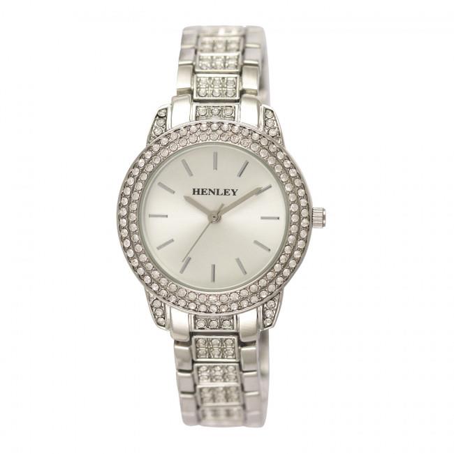 Henley Women's Bling Diamante crystals Silver Tone Bracelet Watch H07275.24