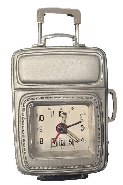 Miniature Clock Silver Travel Bag Solid Brass IMP608 - CLEARANCE NEEDS RE-BATTERY