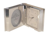 Miniature Clock Silvertone Photo Frame & Clock Solid Brass IMP100S - CLEARANCE NEEDS RE-BATTERY