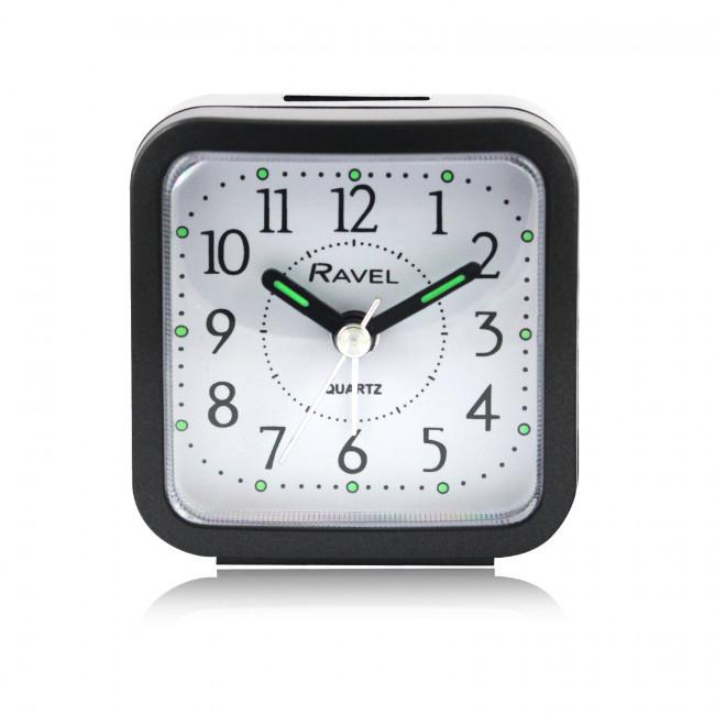 Ravel Rectangular Mini Bedside Quartz Alarm Clock - Black RC043.3