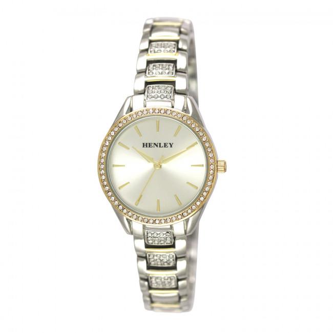 Henley  Women's Silver Face Sports Dress crystals Silver Bracelet Watch H07317.12