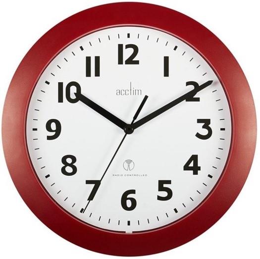 Acctim Parona Radio Controlled Plastic 23cm Wall Clock Red 74314