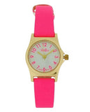 Reflex Girls Ladies White Dial Gold Metal Bright Pink Strap Watch 101325LT