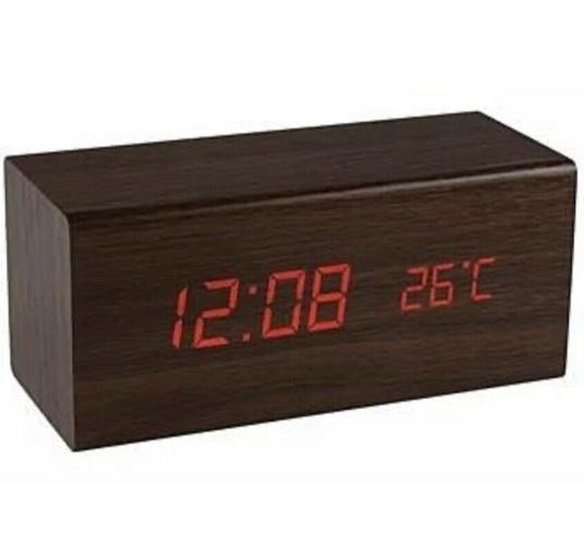 Precision Wood Finish Alarm Clock With Calendar Snooze Function AP0002