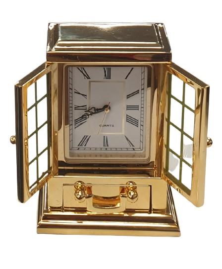 Miniature Clock Gold Solid Brass IMP40 - CLEARANCE NEEDS RE-BATTERY