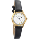 Sekonda Women's Gold Plated White Dial with Black Leather Strap Watch 4136