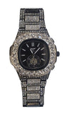 NY LONDON GENTS BLING WATCH PI-7644 SILVER-BLACK