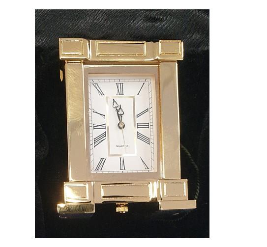 Miniature Clock Rectangle Gold Polished Solid Brass IMP38 - CLEARANCE NEEDS RE-BATTERY