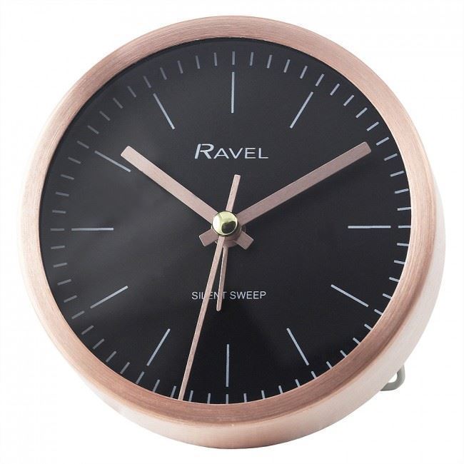 Ravel Silent Sweep Quartz Copper Metal Round Alarm Clock RC025.34