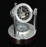 Widdop Mantel Clock Mini Skeleton Movement Compass Style 11cm