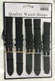 1555.05 22MM 2X EXTRA LONG BLACK LEATHER WATCH STRAPS PK5