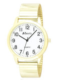 Ravel Men's Bold Number White Dial Gold Expander Bracelet Watch R0232.22.1
