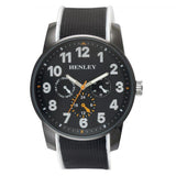 Henley Men's Black Dial White & Black Silicone Sports Rubber Strap Watch H02204.3