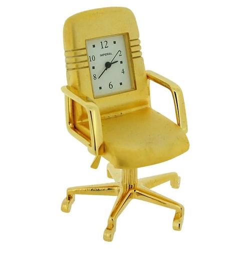 Miniature Clock Office Swivel Chair with Goldtone Solid Brass IMP1047-  CLEARANCE NEEDS RE-BATTERY