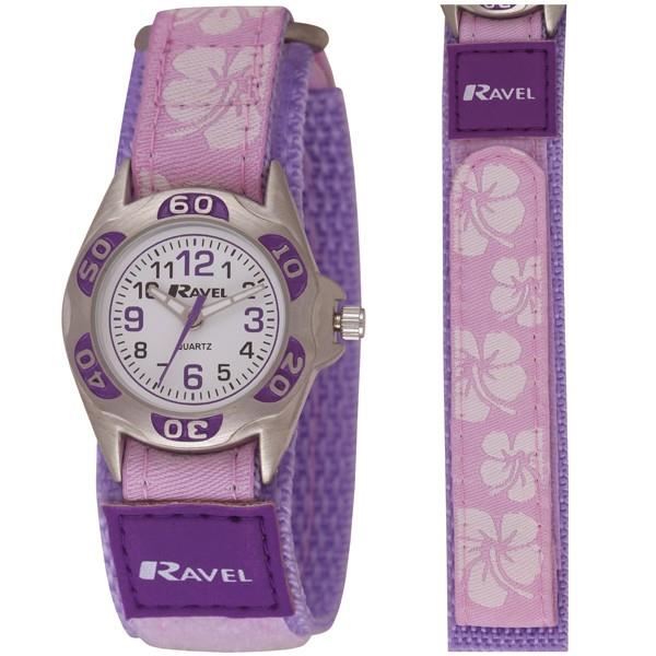 Ravel Childrens Velcro Hibiscus Watch - Purple  R1507.20