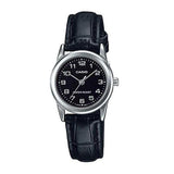 Casio Womens Black Dial Leather Strap Watch LTP-V001L-1BUDF