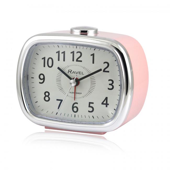 Ravel Mid sized Bedside Quartz Alarm Clock - Pink / Silver RC042.5C