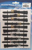 Black Leather Extra Long Watch Straps Pk10 size 6 1002BK