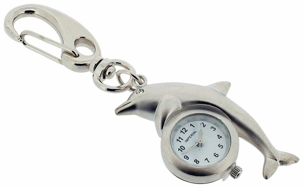 Imperial Key Chain Clock Dolphin Silver IMP708