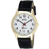 Ravel Mens Gilt Day/Date Faux Leather Strap Watch R0706.19.1