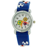 Relda Children's Analogue 3D Soccer Football Blue Silicone Strap Boy's Watch REL45
