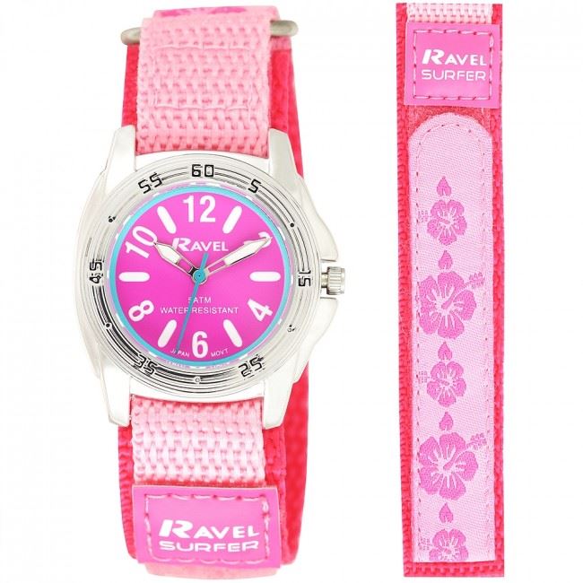 Ravel Deluxe Girl's 5ATM Bold Fabric Strap watch RD124L