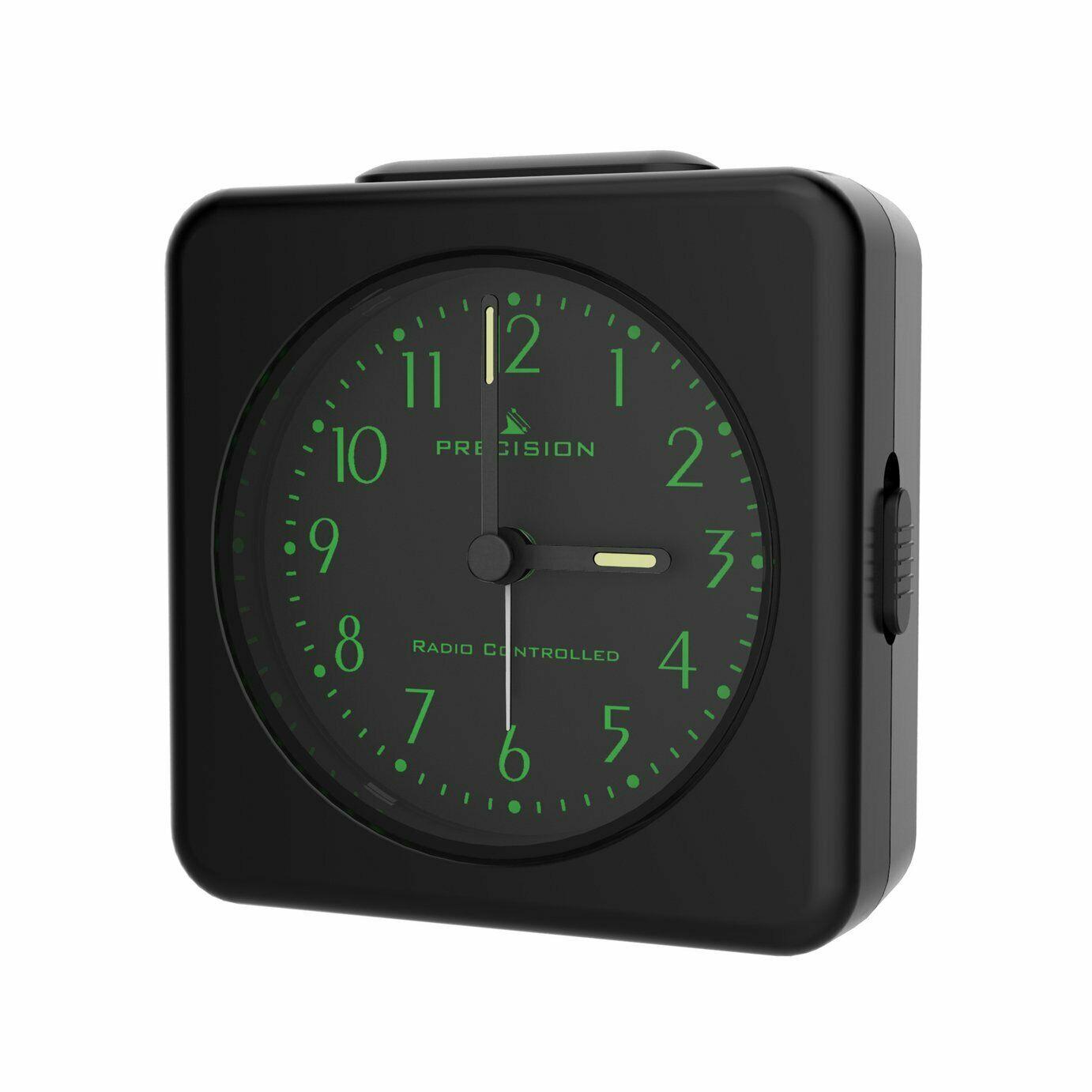 Precision Radio Controlled Analogue Black Alarm Clock AP060