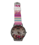 Relda Ladies Analogue Pink Flower Silicone Strap Watch REL95