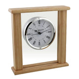 Widdop Wood & Glass Mantel Clock Roman Silver Bezel W2771