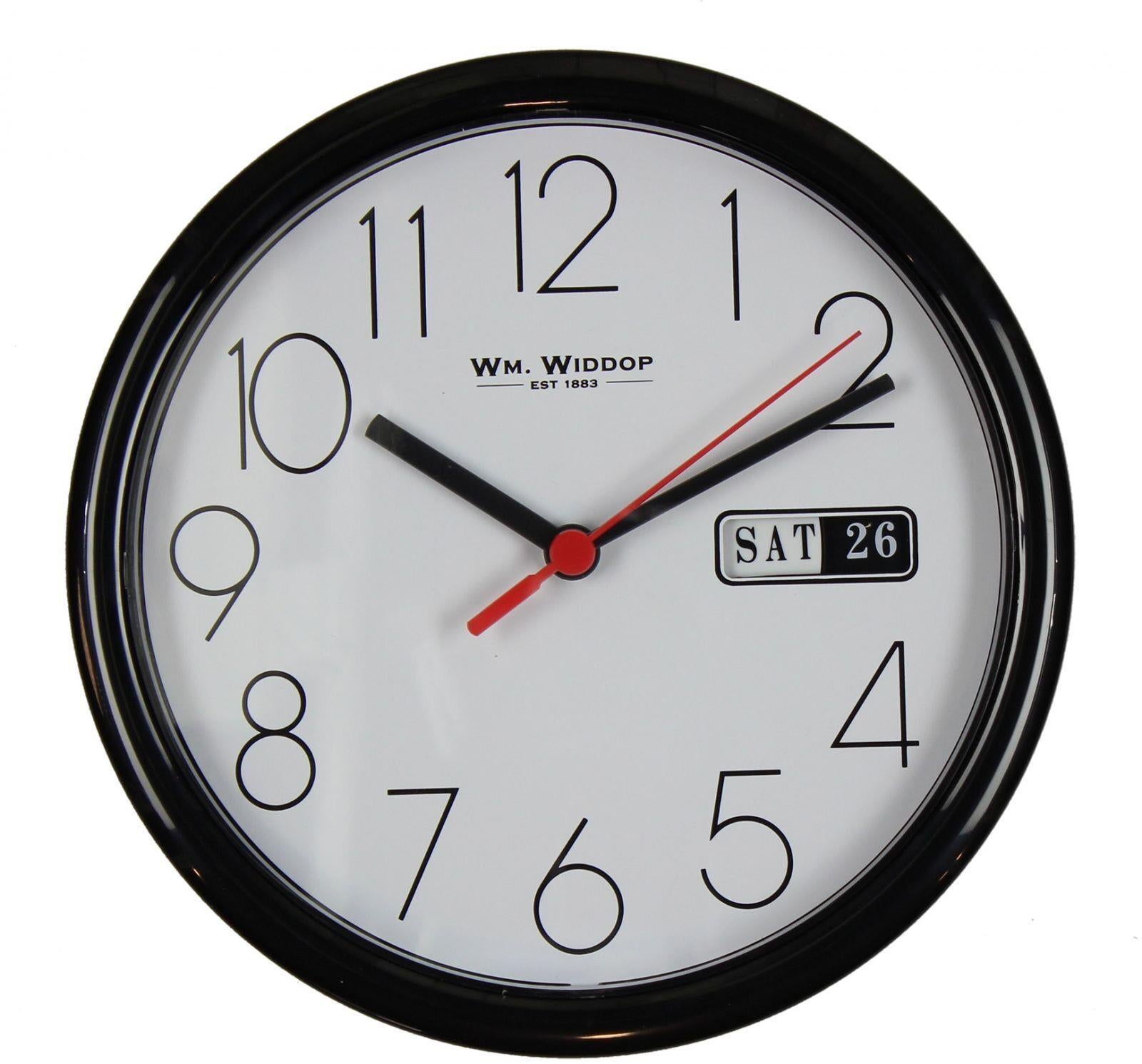 Widdop Day/Date 8.5" Wall Clock Black 5177B