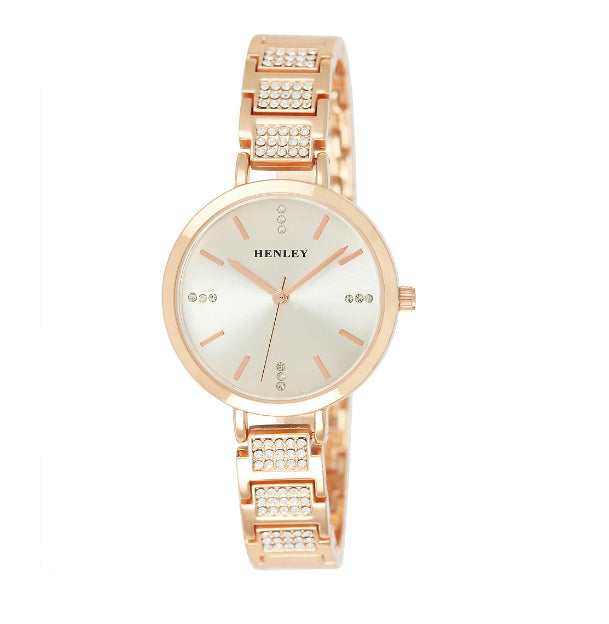 Henley Women's Mini Diamante Fashion Rose Gold Tone Watch H07313.44