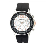 Henley Men's White Dial Black/Silver Silicone Sports Rubber Strap Watch H02206.14